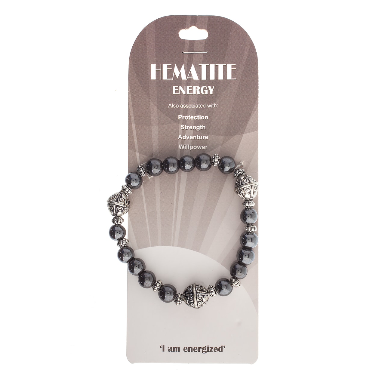 John Bead Hematite Black Natural Stone Stretch Bracelet